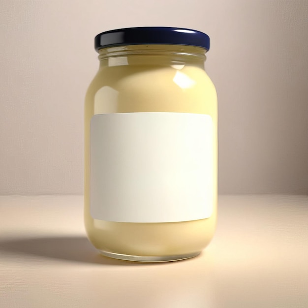 Mayonnaise in glass jar blank empty generic product packaging mockup