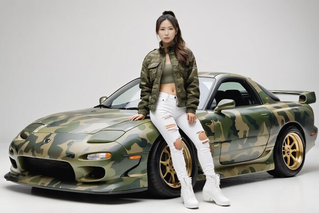 Photo mazda rx7 with pretty lady