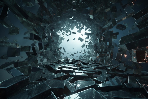 A maze of broken mirrors reflecting shattered emot 00323 00