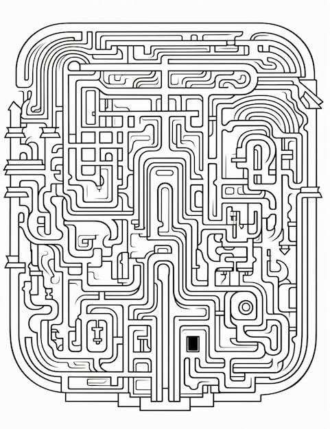 a maze maze with a black and white outline of a maze generative ai