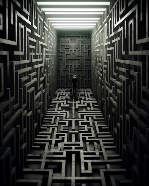 Foto stanza del labirinto trova la tua via d'uscita