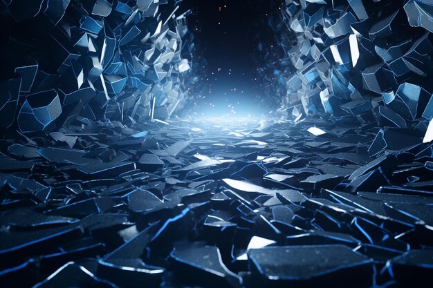 Foto un labirinto di pezzi di vetro frantumati che formano un percorso il 00326 00