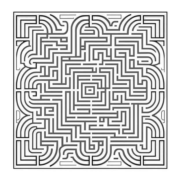 Photo a maze with a black and white design on it generative ai