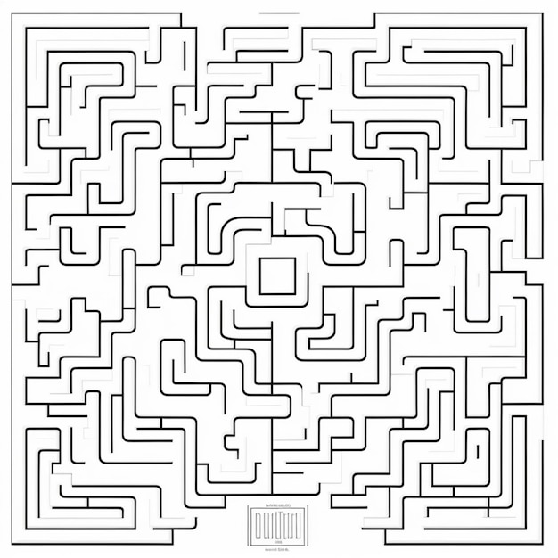 Photo a maze with a black and white line drawing of a maze generative ai