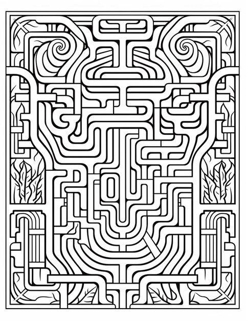 Photo a maze with a maze in the middle and a maze in the middle generative ai