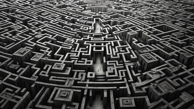 a maze with people walking in it