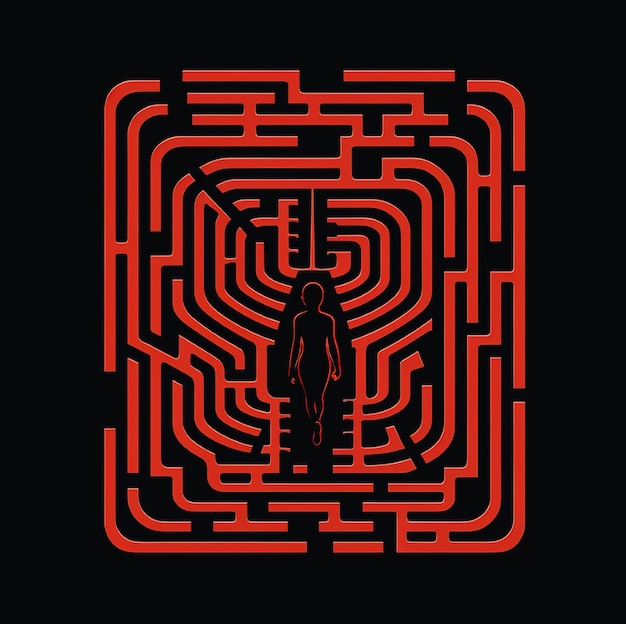 a maze with a person walking through it