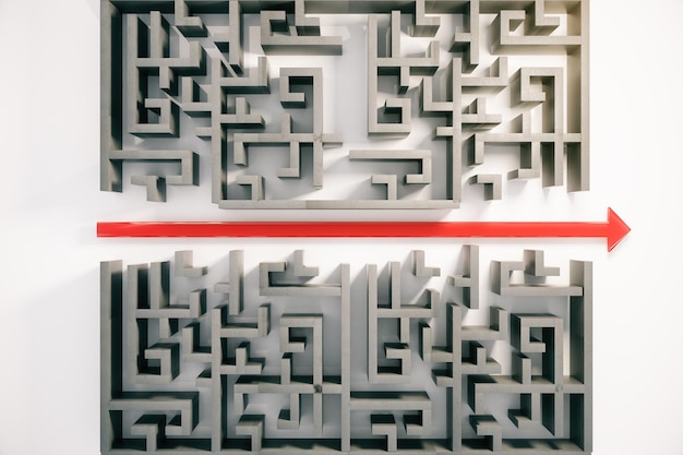 Maze with red arrow