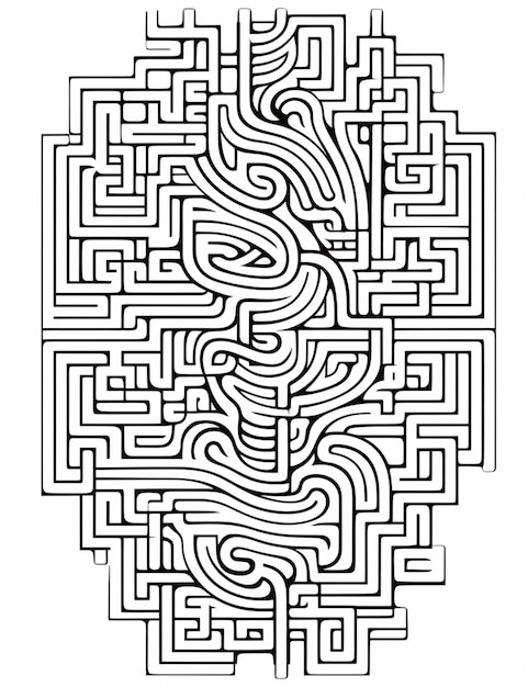 Photo a maze with a snake in the middle of it generative ai