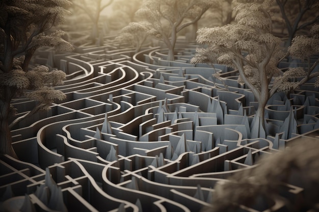 A maze with trees and the words'we are the only one '