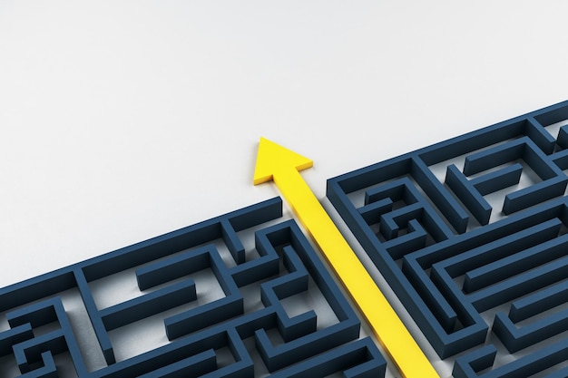 Maze with yellow arrow