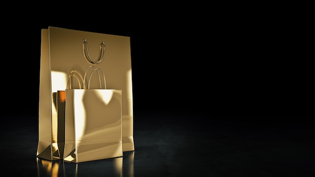 A mcdonald's bag is in a dark room.