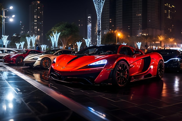 McLaren and other hypercar park in front of Burj Khalifa