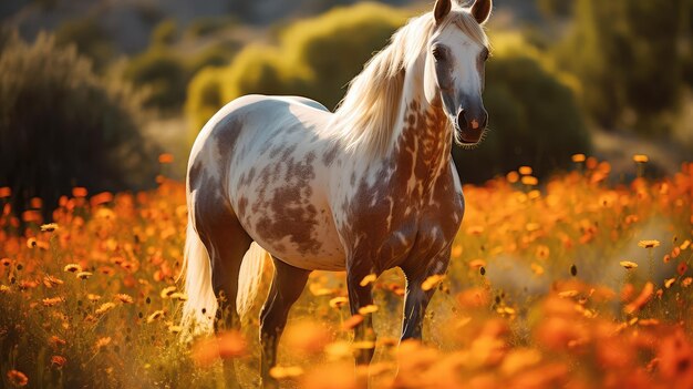 Meadow andalusian horse sun