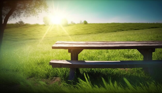 Meadow bench background Generative AI