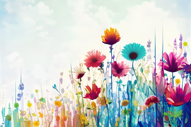 Meadow Flowers Abstract Painting