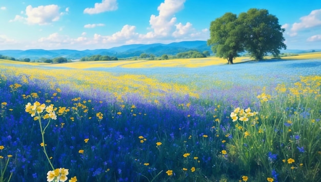 Meadow flowers in field