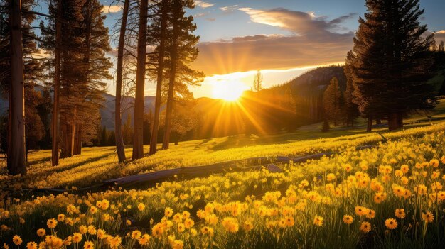 Meadow sun trees