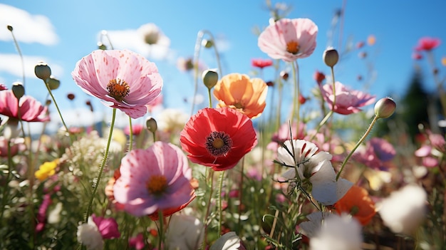 꽃이 피는 초원 HD 8K 벽화 스 사진 이미지