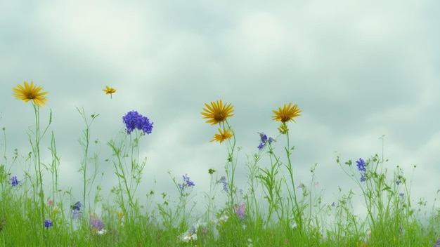 Photo meadow with a lot of colorful flowers plant a native habitat for insects