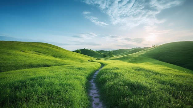 Meadow with road