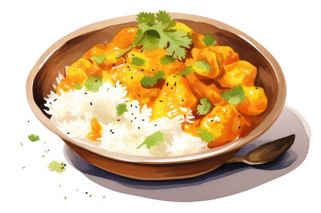Foto pasto salsa asiatica pranzo ciotola di riso cena piatto di curry cibo tradizionale