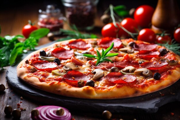イタリア料理 チーズ スペース ピザ ファストコピー 黒トマト サラミ