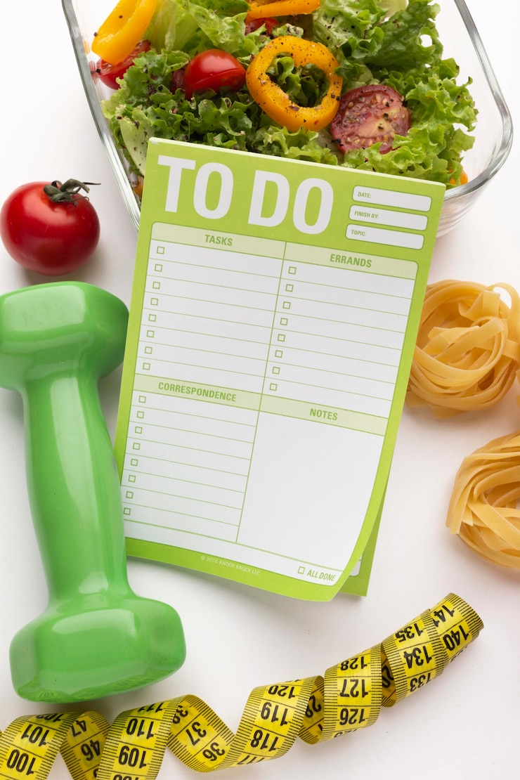 Photo meal to do list and food composition