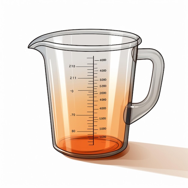 Фото Измеряющая чашка 2d мультфильм иллюстрация на белом фоне hd