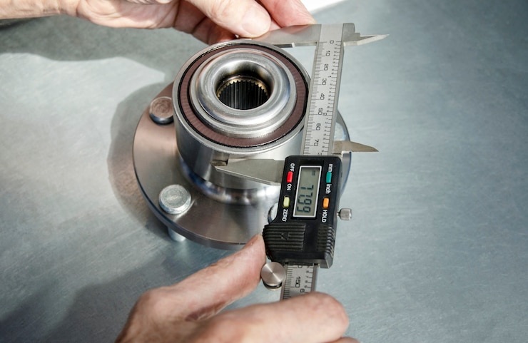Photo measuring the radius of the hub