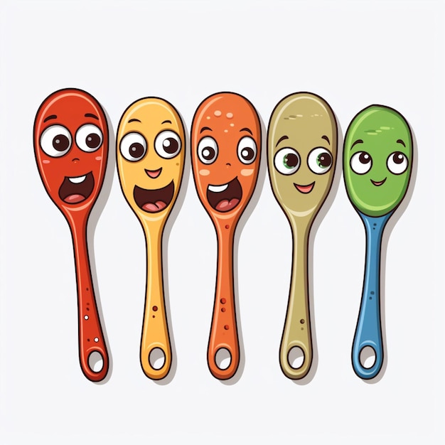 Measuring Spoons 2d cartoon illustraton on white background