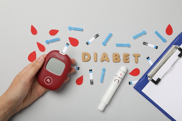 Measuring sugar yourself Diabetes treatment concept