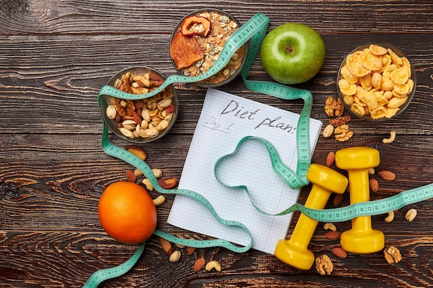 Measuring tape copybook and cereals Make it a lifestyle