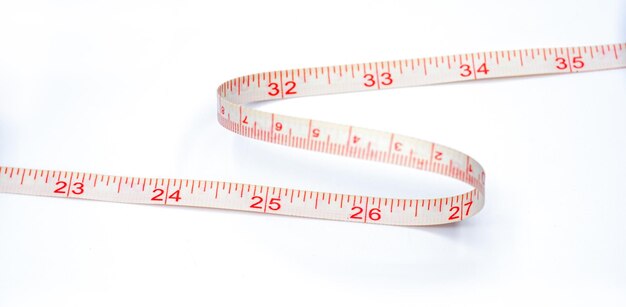 Measuring tape on white background