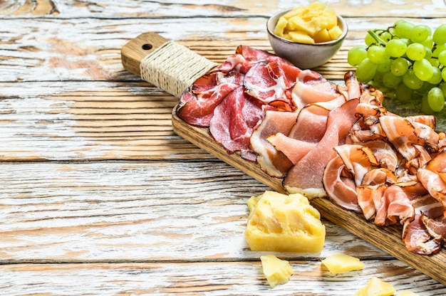 Meat antipasto platter with various types of meat