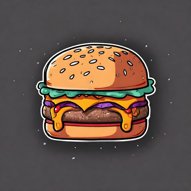 Photo meat burger drawing sticker