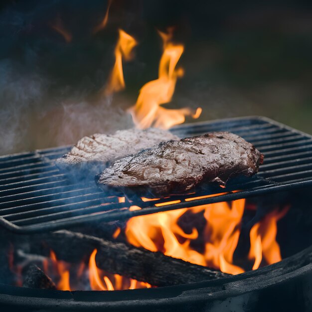 Фото Кулинарное мясо на открытом огне идеально подходит для барбекю для социальных сетей