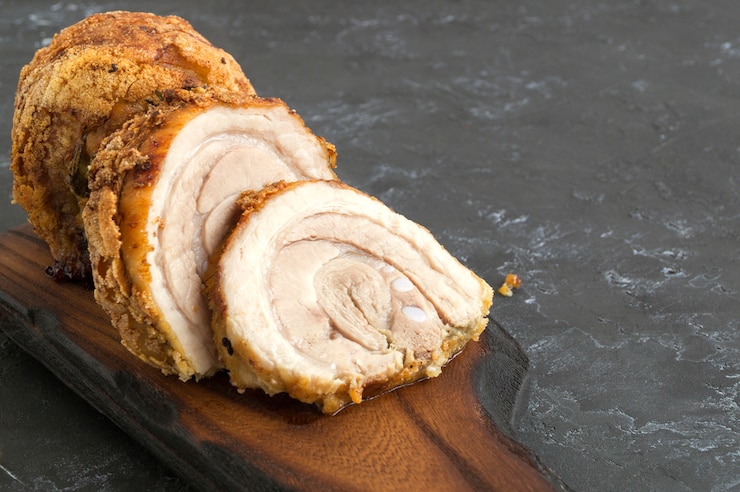 Meat delicacy. pork roll with spices