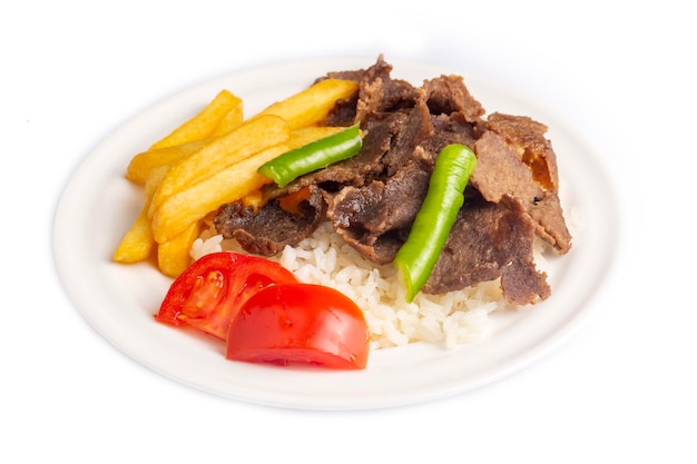 Meat doner menu iskender menu on plate turkish special meat doner food special menu Turkish name pilav ustu et doner