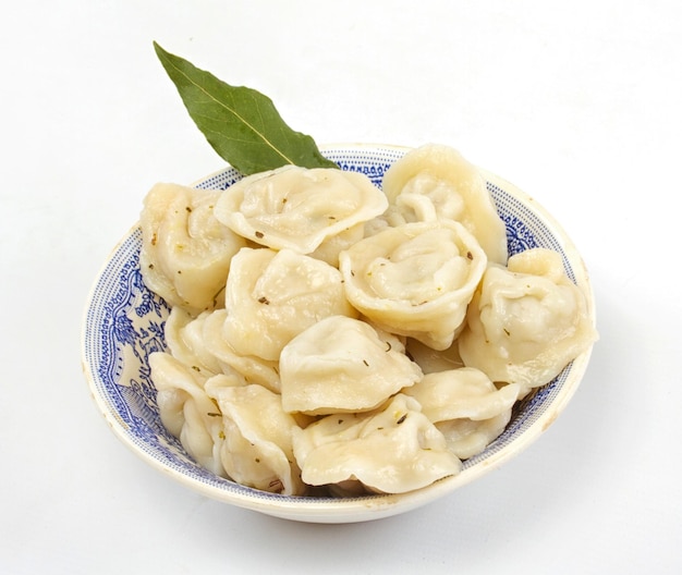 Meat Dumplings russian pelmeni with laurel