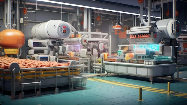 meat in a factory process
