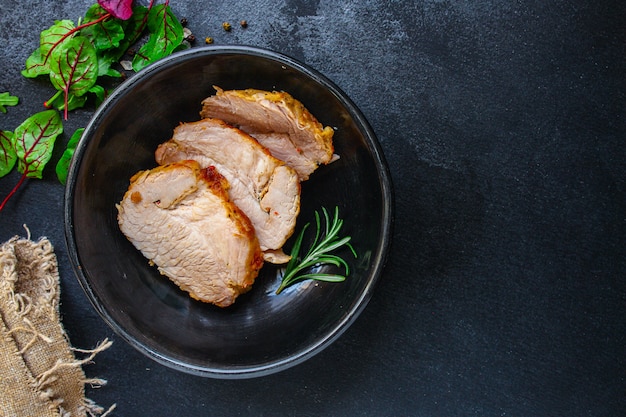 Photo meat fried pork in roasting net