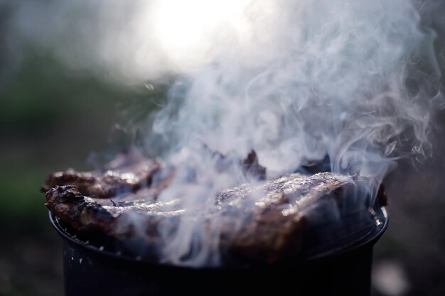 グリルで焼いた肉BBQグリルリブ