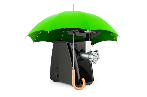 Photo meat grinder under umbrella 3d rendering