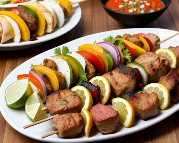 Meat kebab in table arabian food