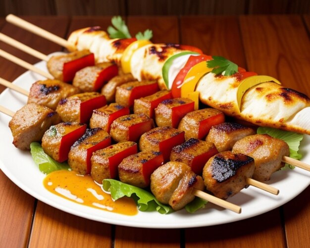 Meat kebab in table arabian food