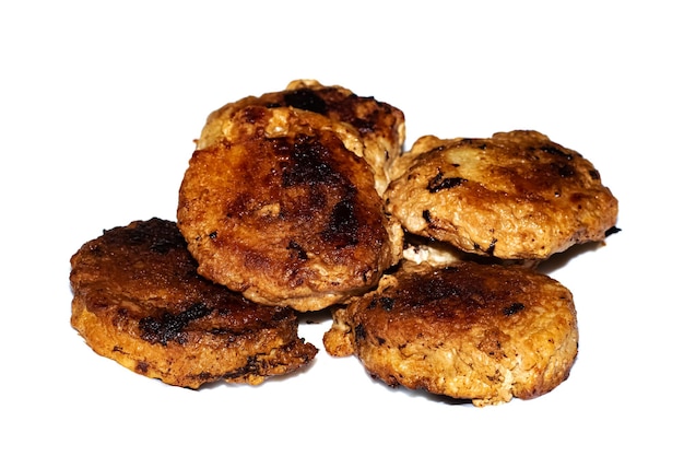 Meat patties isolated on a white background