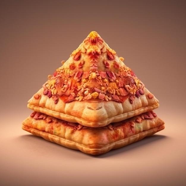 meat pie in the shape of a pyramid 3d vector