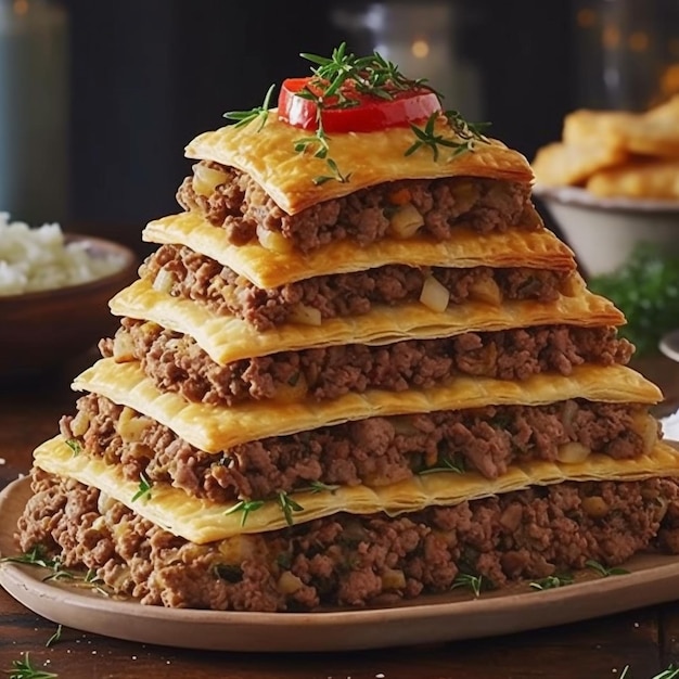 meat pie in the shape of a pyramid