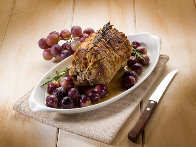 Meat roasted with grape